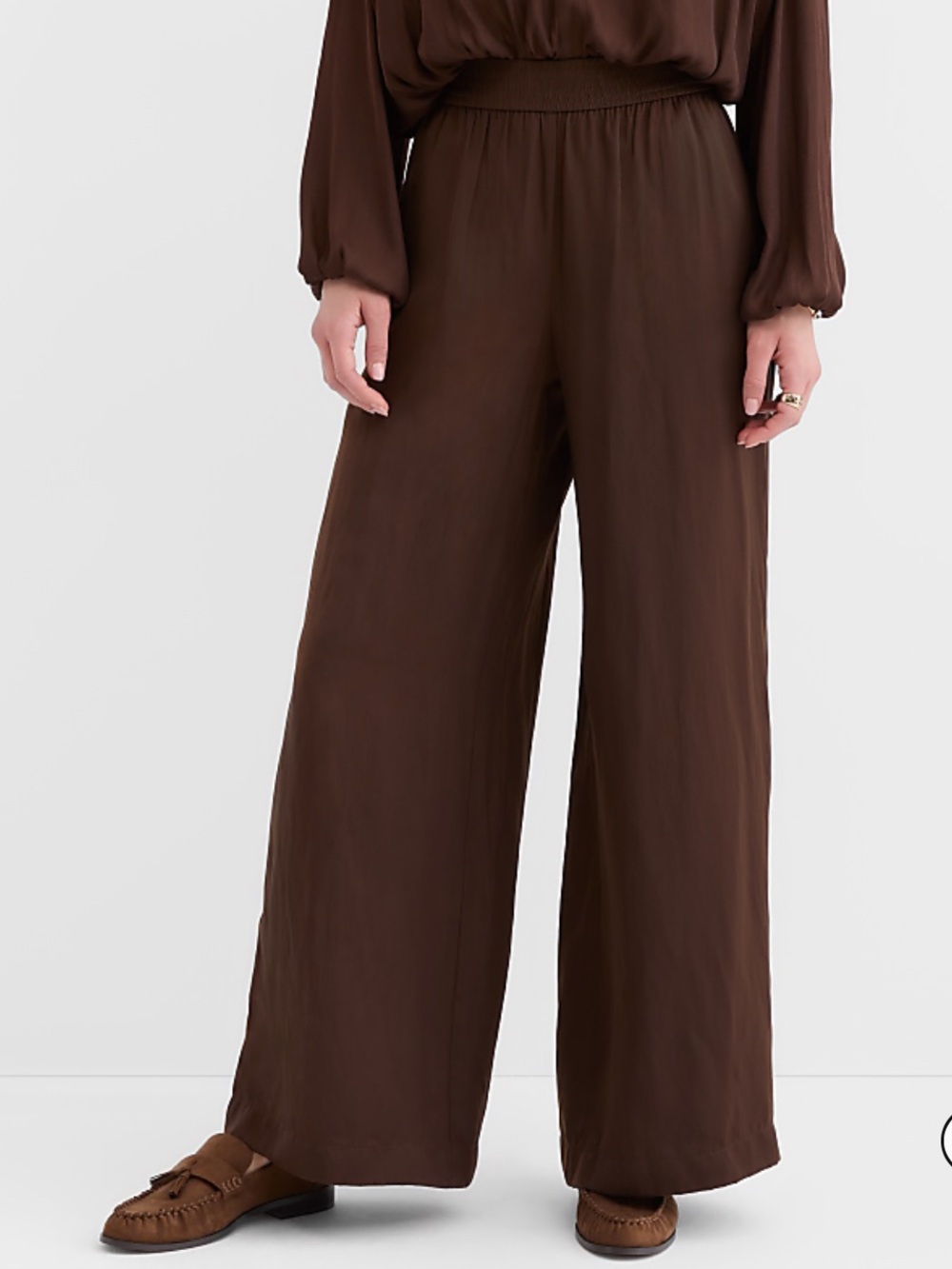 NEW Loft Pull On Wide Leg Pants Brown XL Regular NWT - Picture 6 of 7